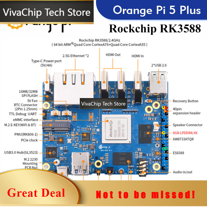 Komputer Papan Tunggal VivaChi - Orange Pi 5 Plus 16Gb ulasan dan harga